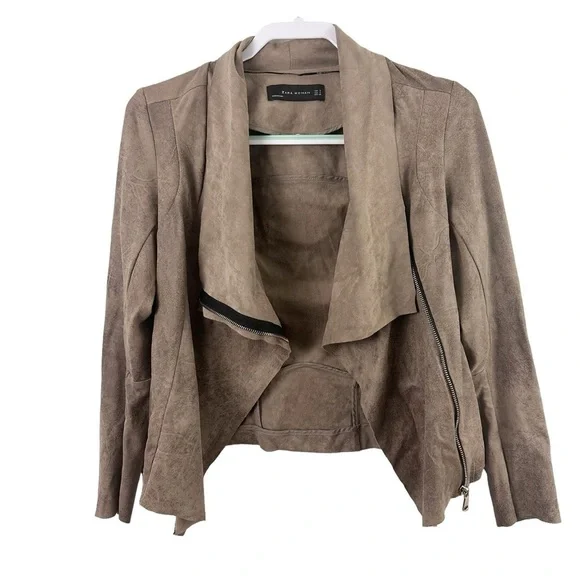 Zara Faux Suede Leather Moto Jacket - Picture 12 of 12